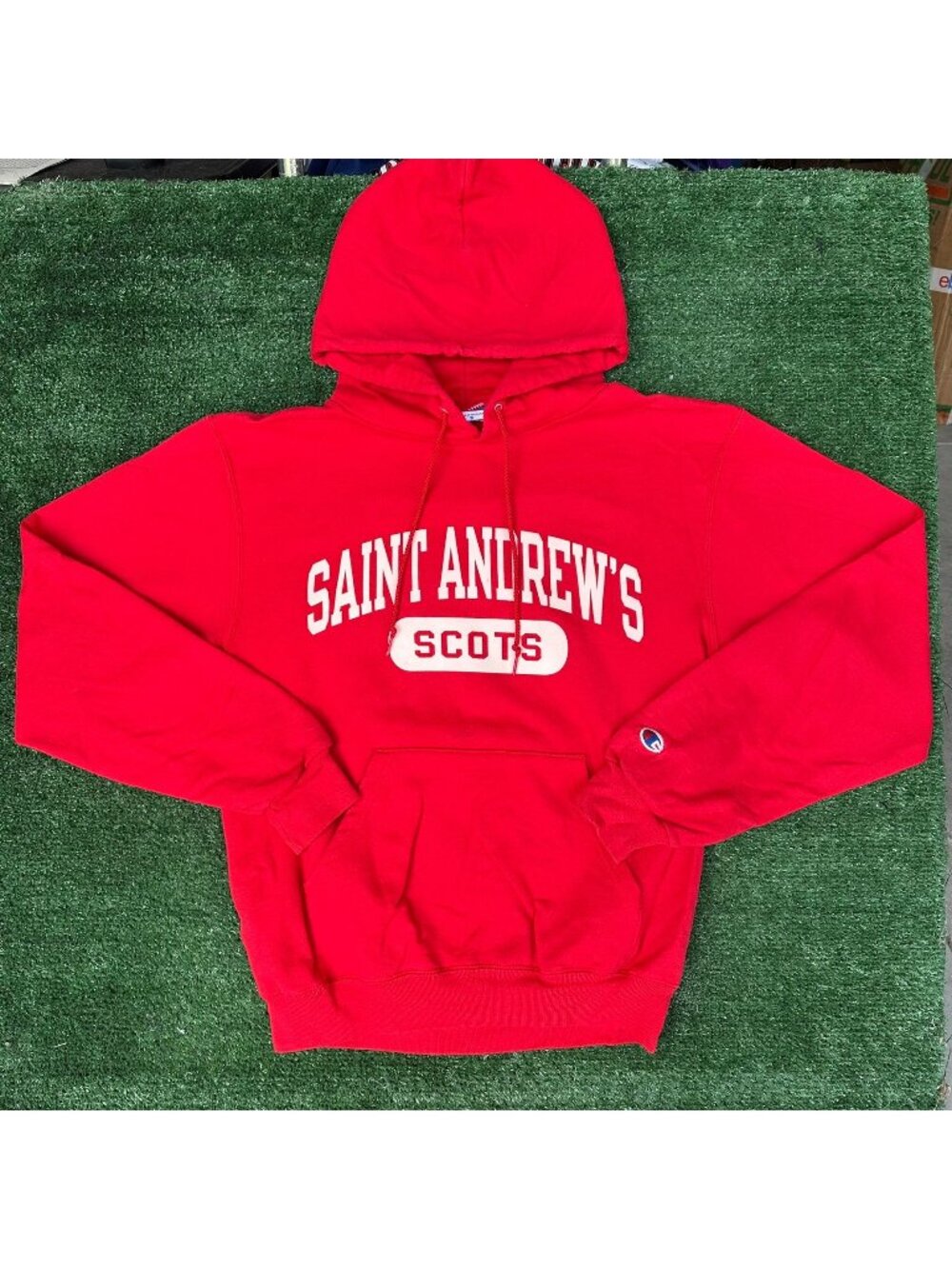 Vintage Y2K Saint Andrews Scots Hoodie Sweatshirt Red S Champion Private School